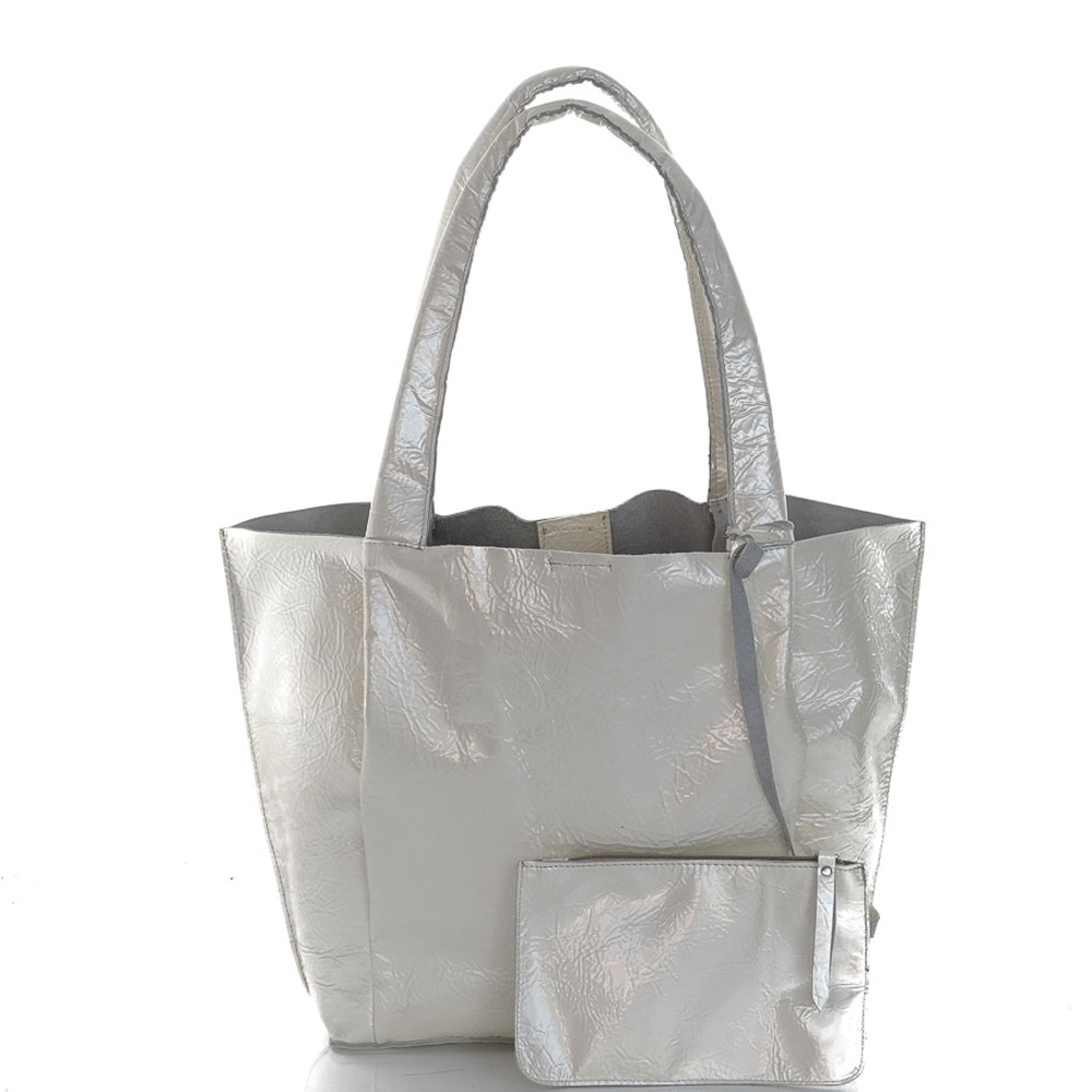 Дамска чанта от естествена кожа модел BRENDA bianco lak